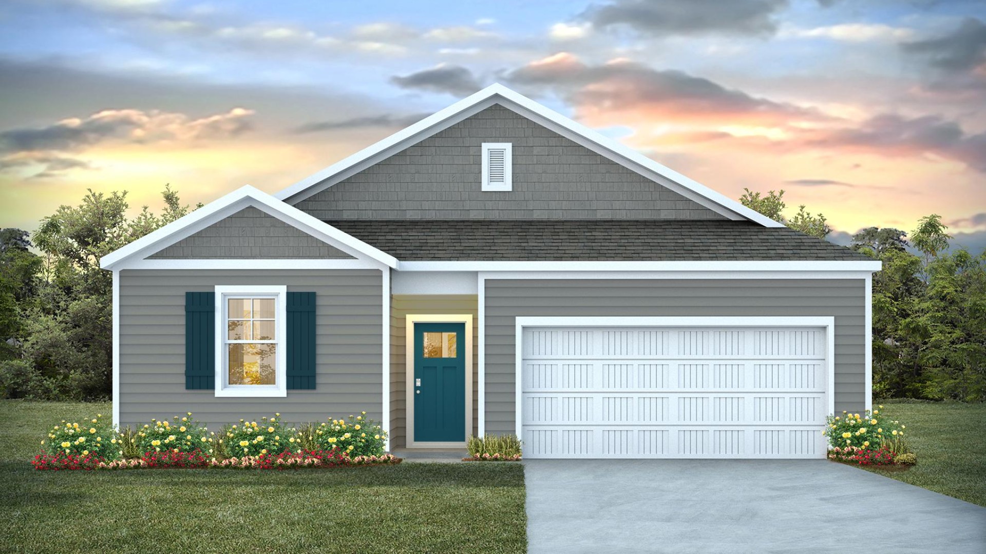 The Kerry floor plan featured in our Driftwood community in Richlands, North Carolina offers open living space with 3 bedrooms, 2 baths, 1,476 sq ft and a 2-car garage.