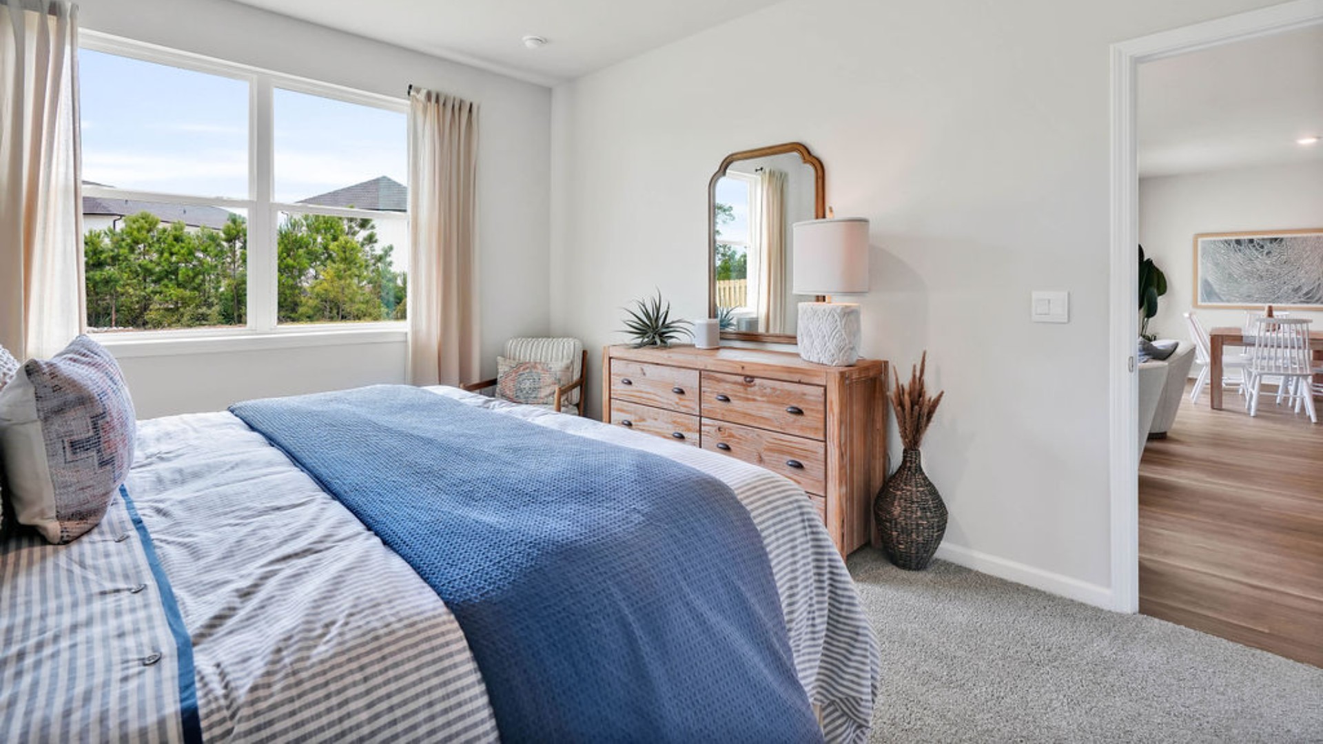 The primary bedroom has its own attached bathroom that features a walk-in closet and all the space you need to get ready in the morning.