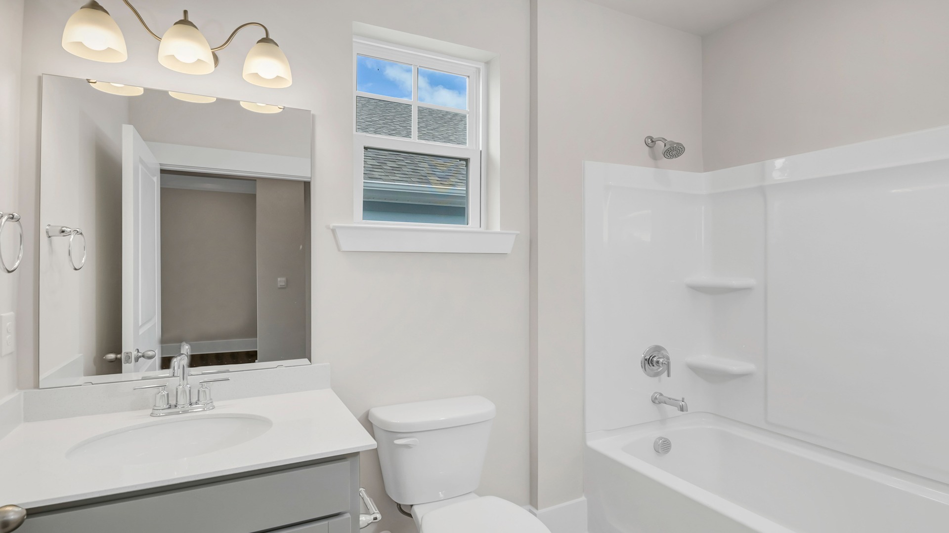 Bathroom 2 features a shower tub combo and is shared by bedrooms 2 and 3.