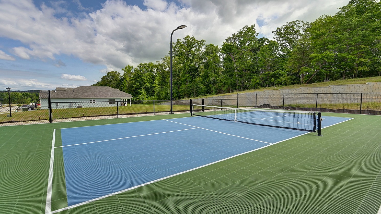 Completed pickleball court for residents to enjoy.