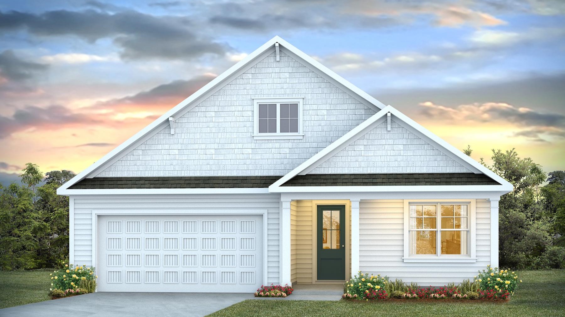 Ranch-style home in Lexington with covered front porch and Hardie Plank siding