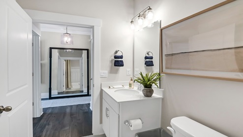 Downstairs bathroom off the front foyer.