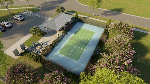 Cross Creek will have a community pickleball court and cabana amenity with a firepit.