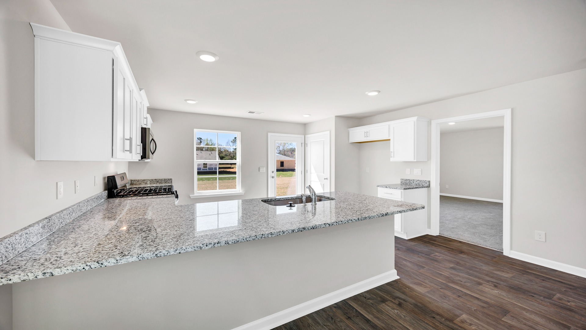 Granite countertops finish the kitchen space
