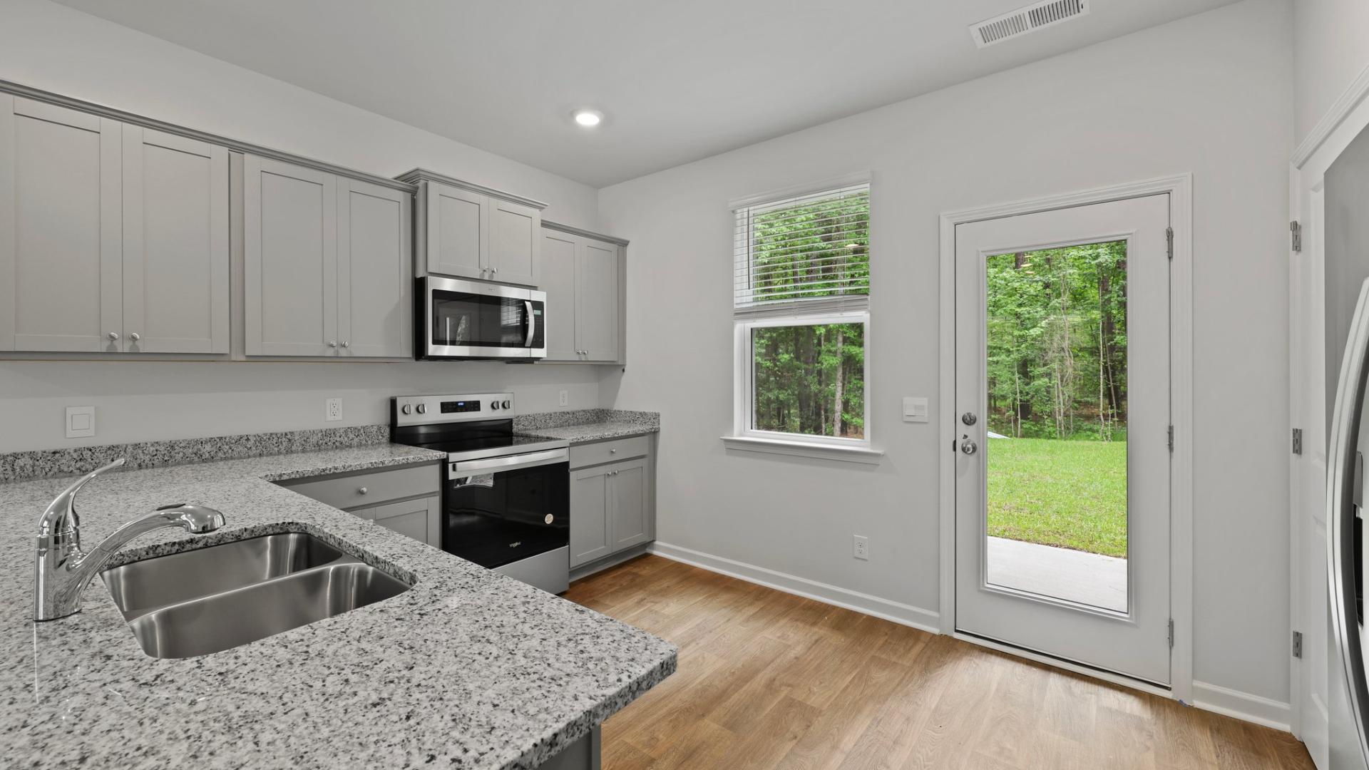 Granite countertops in the kitchen space