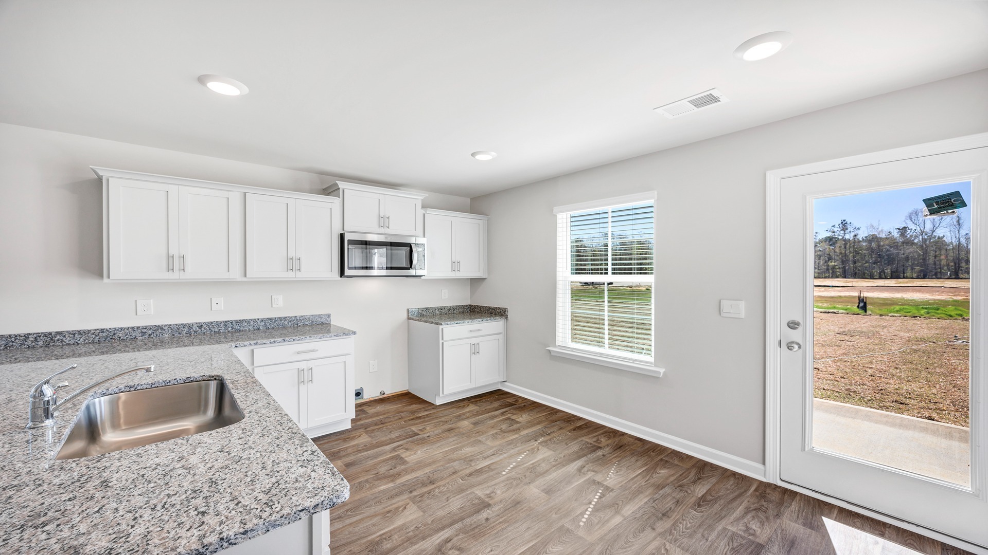 Natural light in the kitchen through several windows