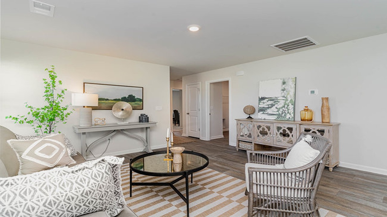 The living area is spacious and central in the home.