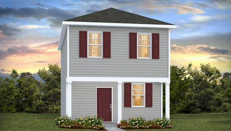 Ranger A elevation with a covered front porch and two-stories