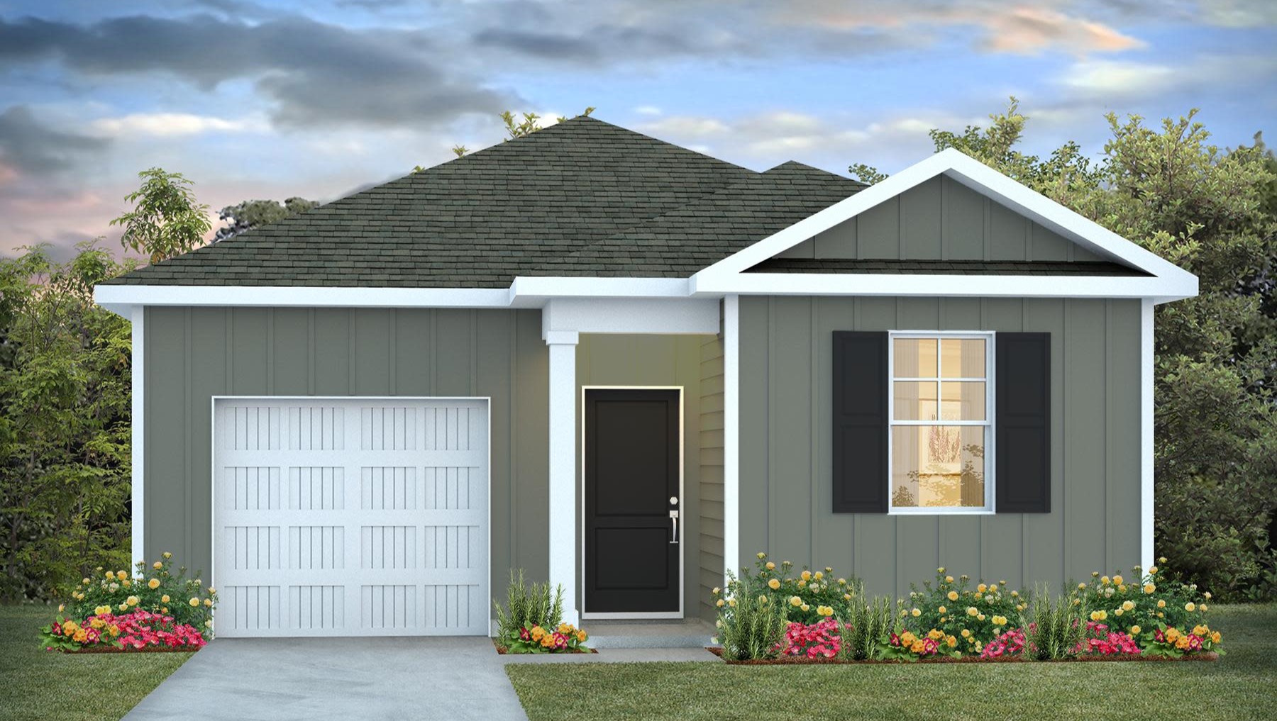 Devon C with a garage and covered front entrance