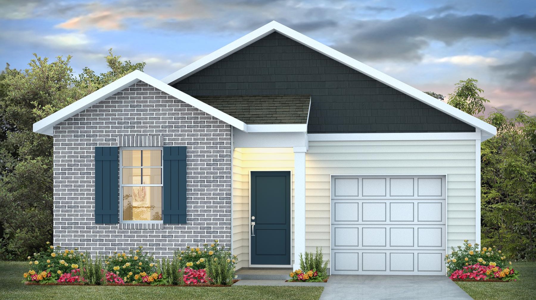 Devon D elevation features partial brick siding