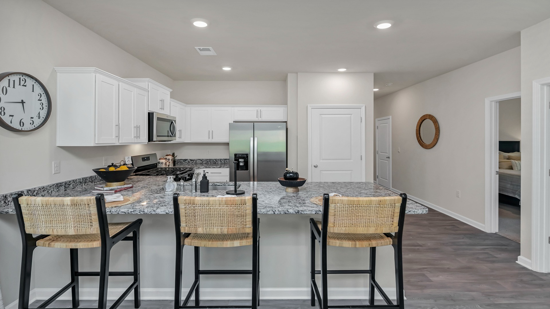 Space for barstool seating at the kitchen bar