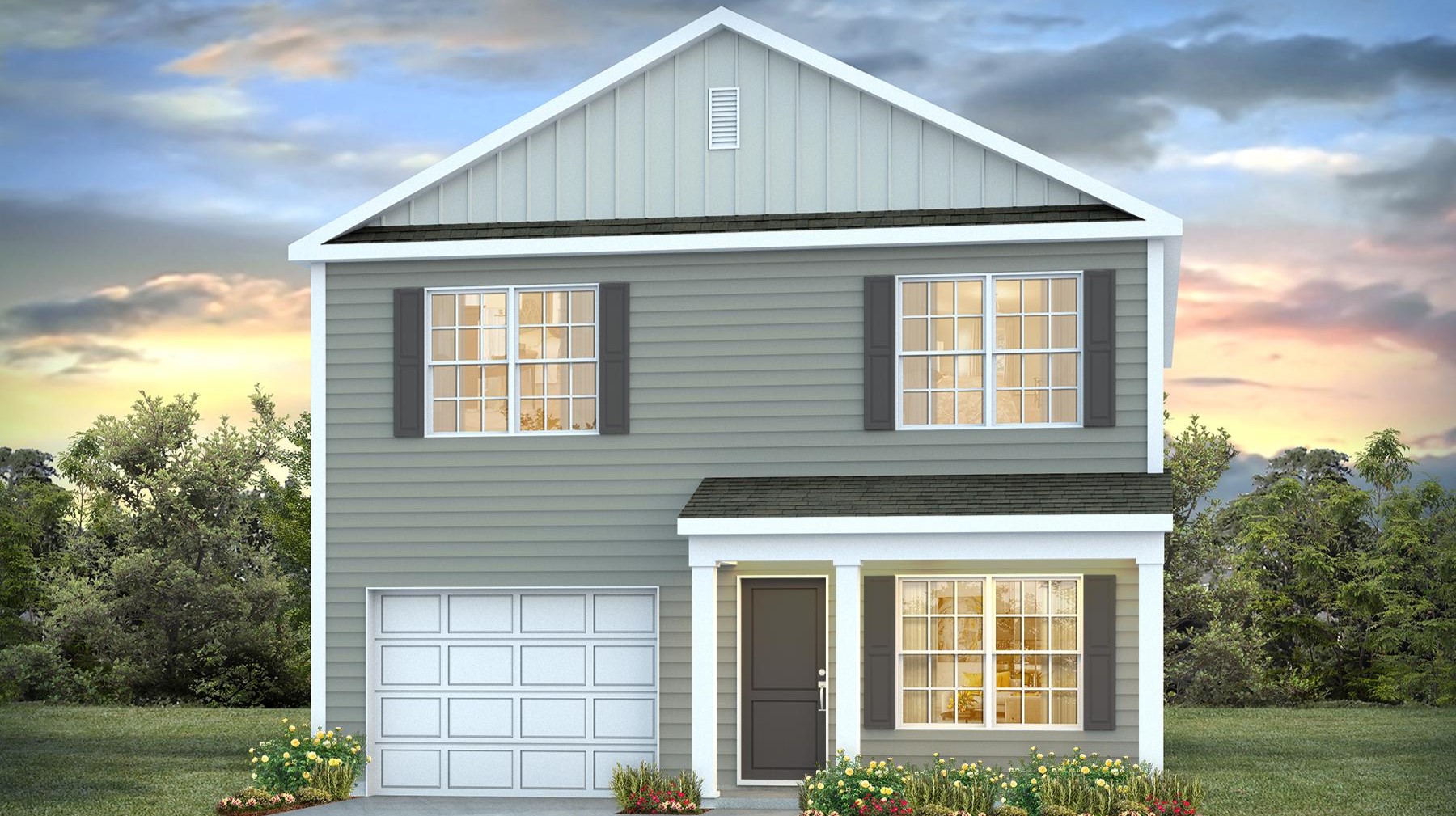 Two-story house for sale with a covered front porch and a 1-car garage