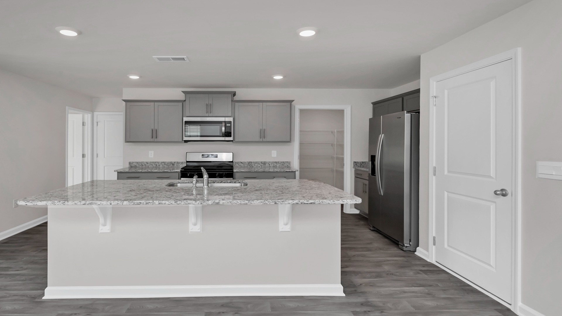 Robie kitchen with floating kitchen island