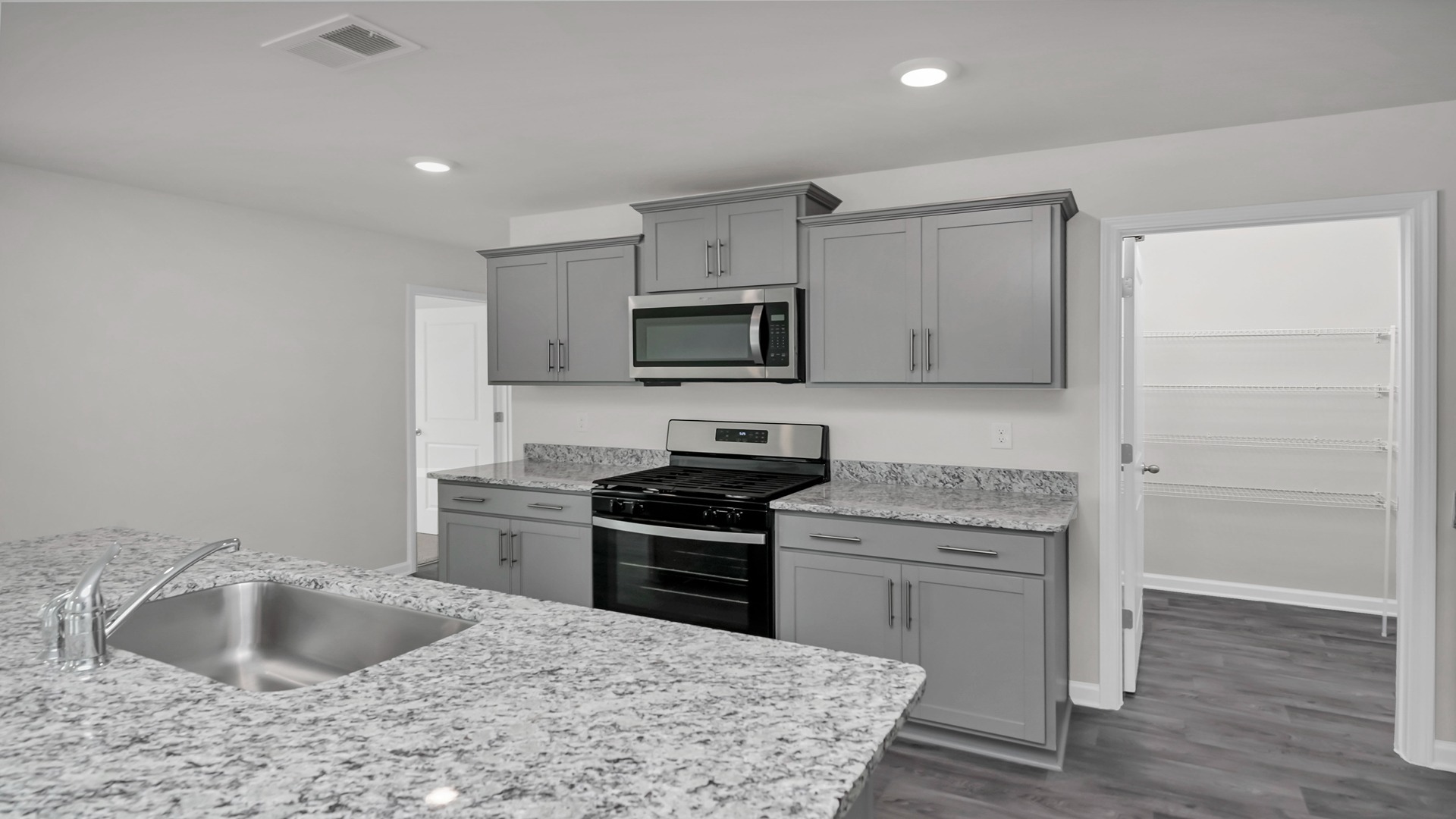 The sink is on the floating island