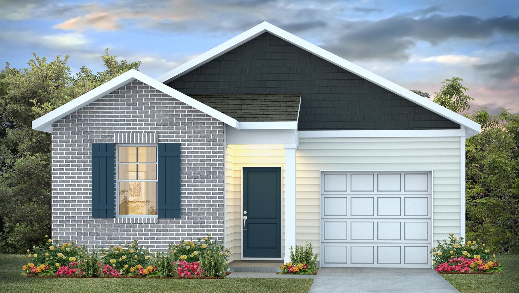 Single-story home for sale with 3 bedrooms and 2 bathrooms with partial brick exterior.