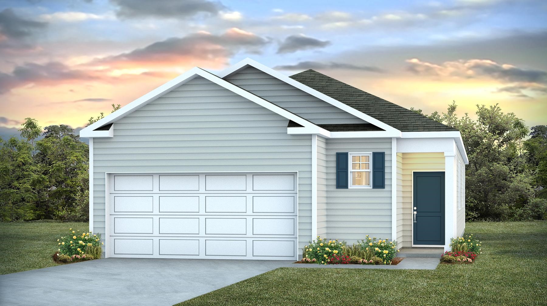 Allex A elevation with 3 bedrooms and 2 bathrooms.