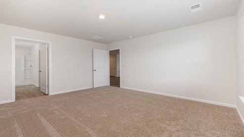 The Primary bedroom is spacious with several windows for natural light.