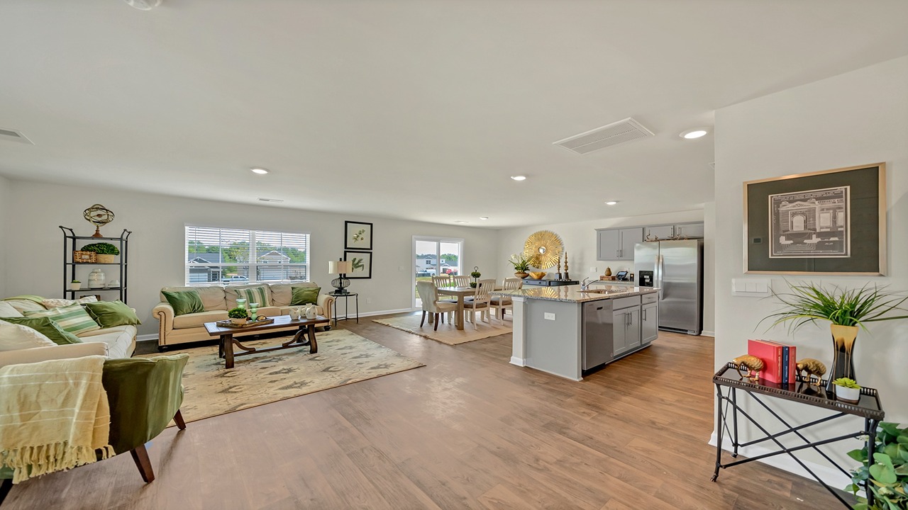 View of open concept first floor from front door