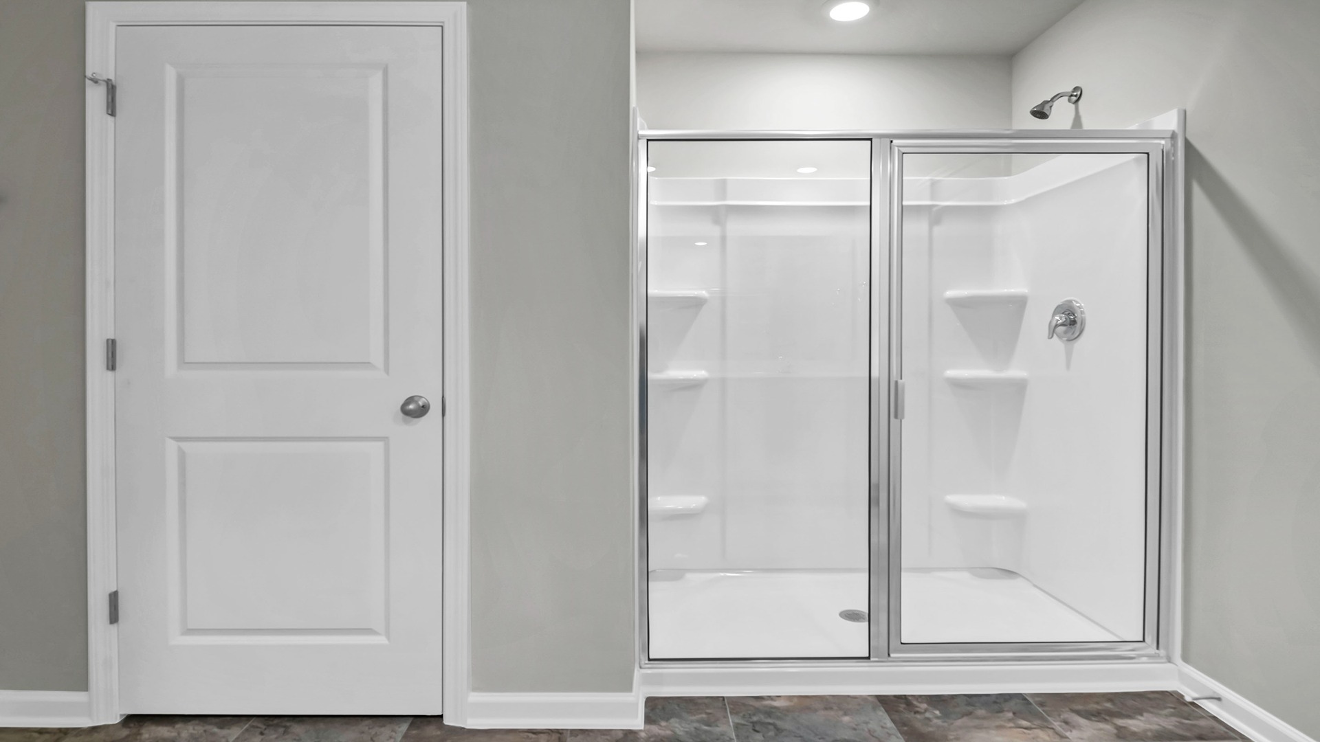 Standup primary shower with glass front