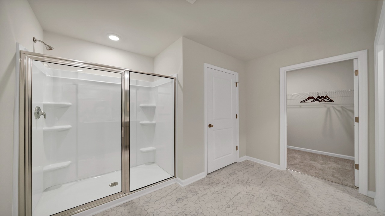 Standup glass front primary shower