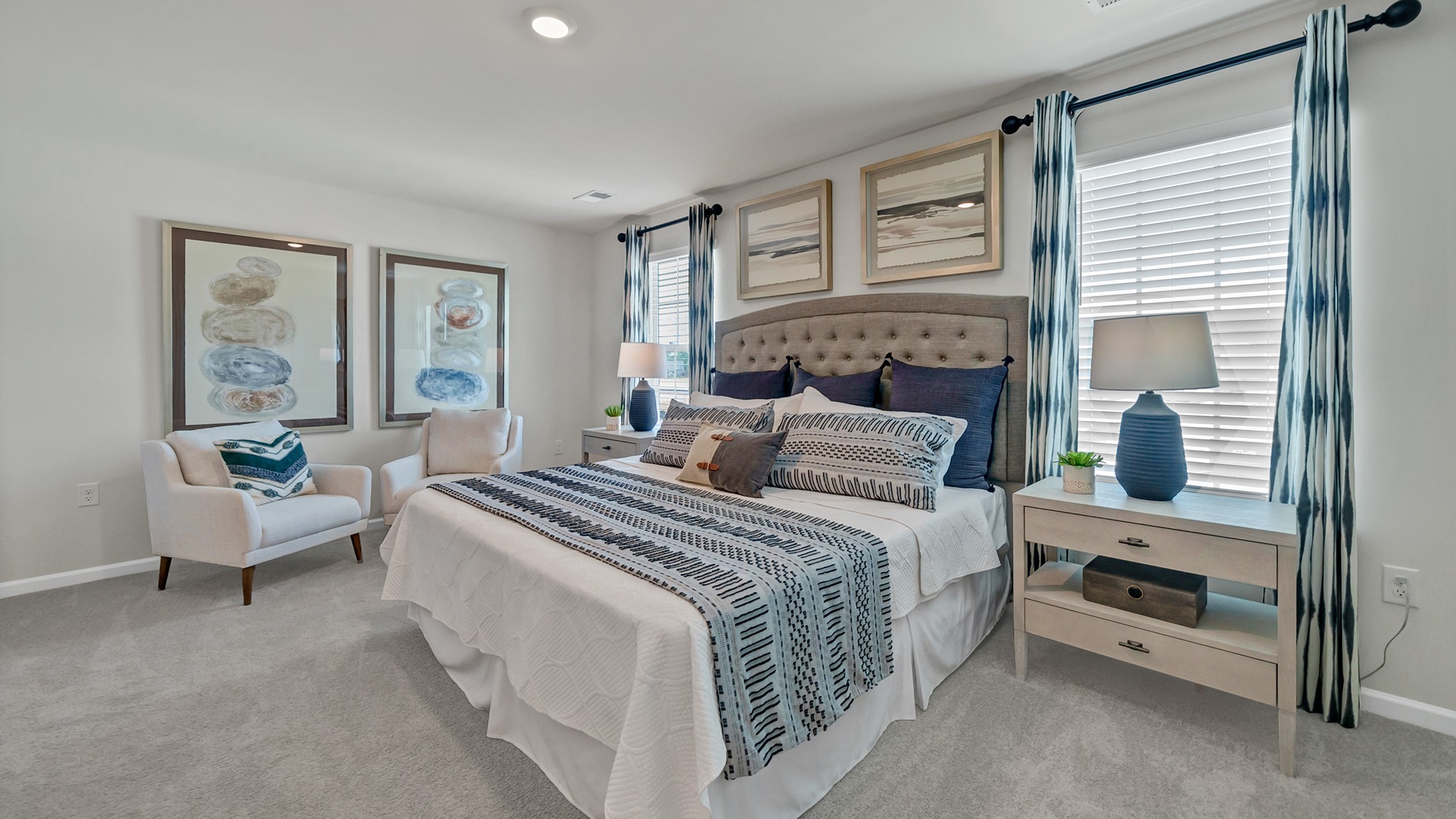 Large primary bedroom upstairs in home for sale in Hopkins, SC