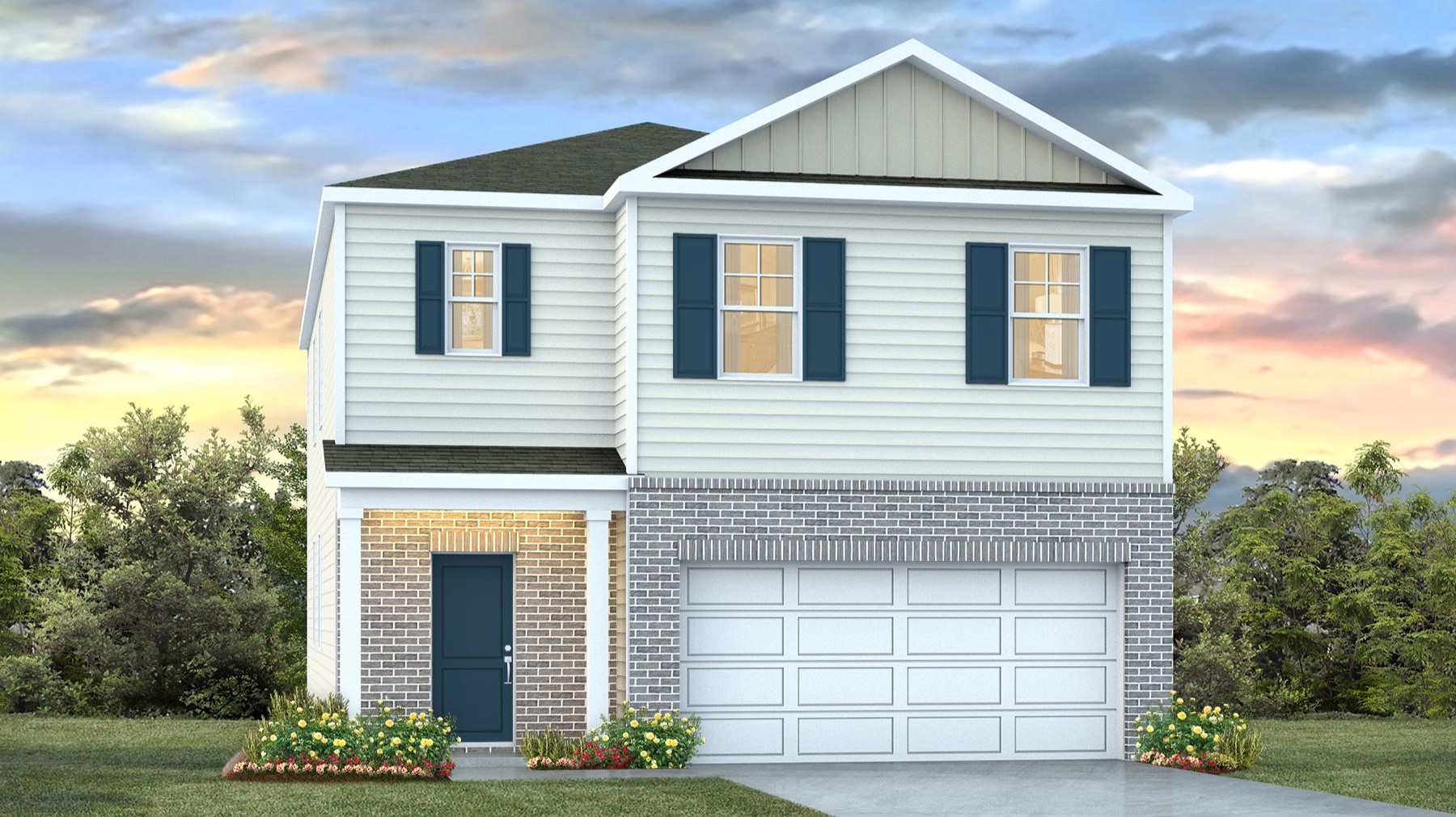 Robie E elevation with partial brick siding