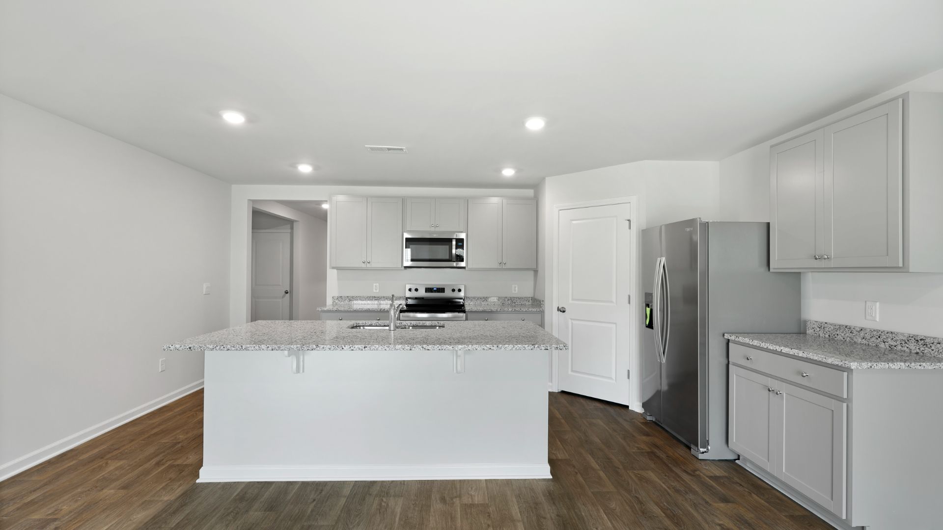Cali kitchen with gray cabinetry