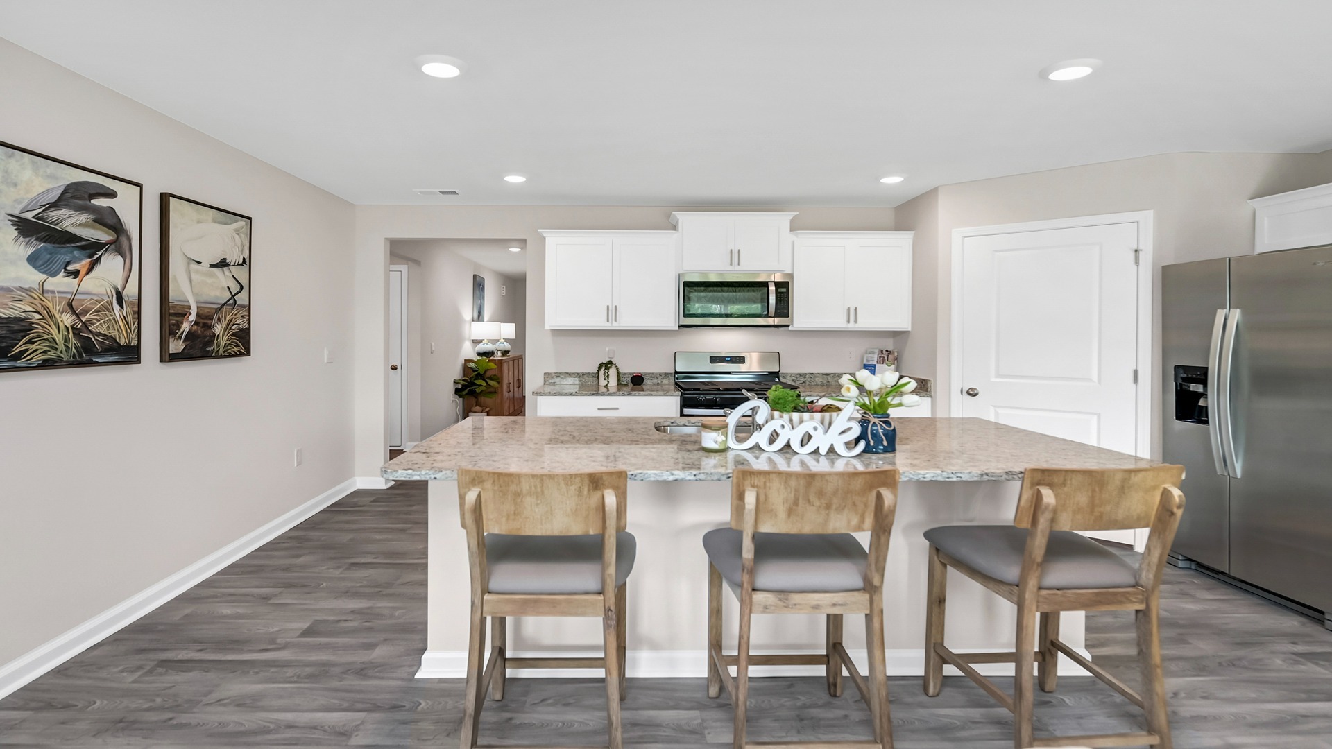 Cali kitchen with white cabinetry