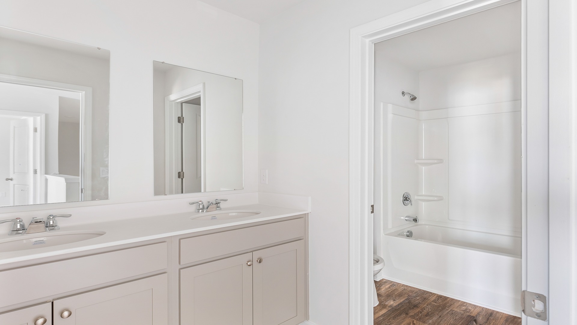 Bathroom 2 upstairs with a double vanity