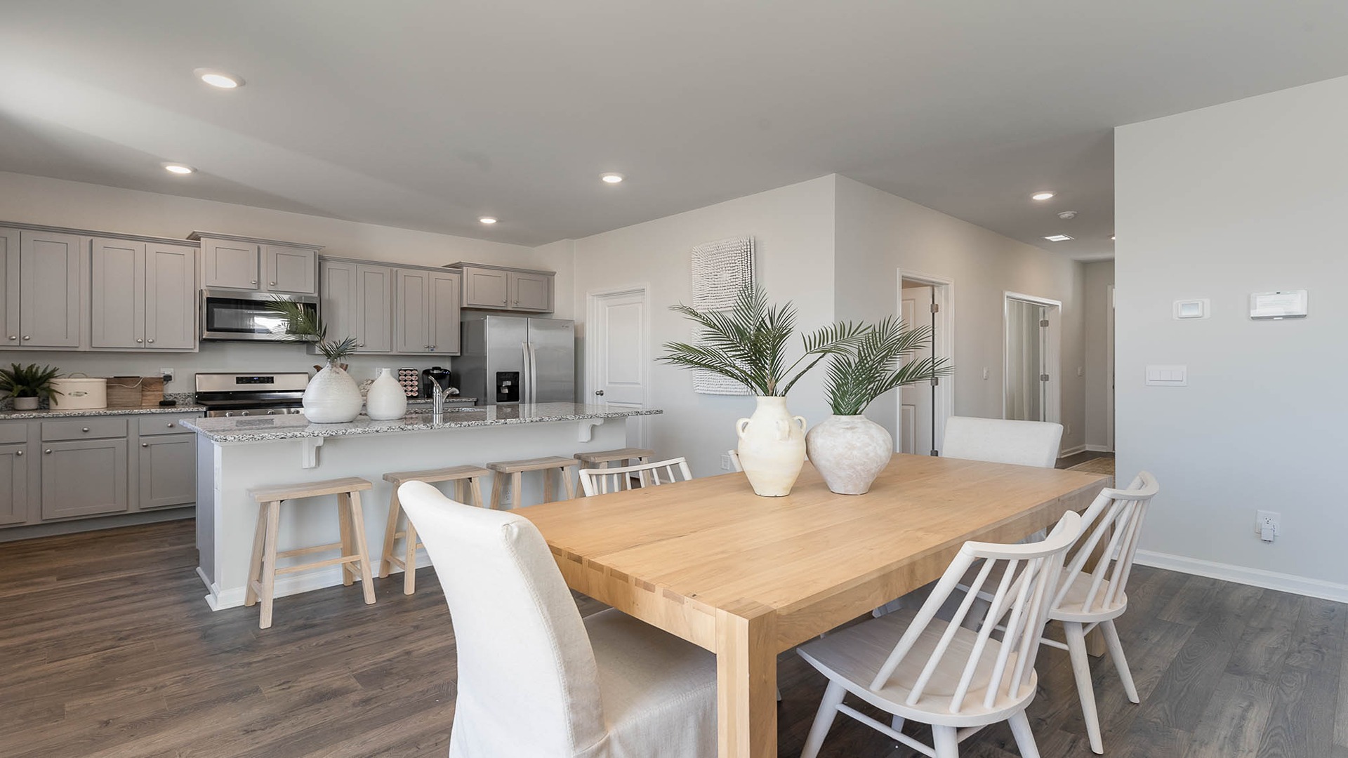 Open concept dining and kitchen areas