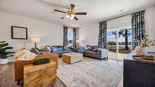 There is plenty of natural light in the living area from several windows.