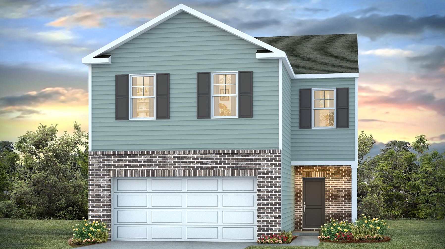 Aisle E elevation with partial brick siding