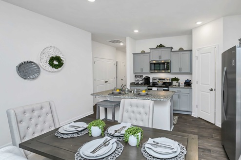 Open concept dining and kitchen areas