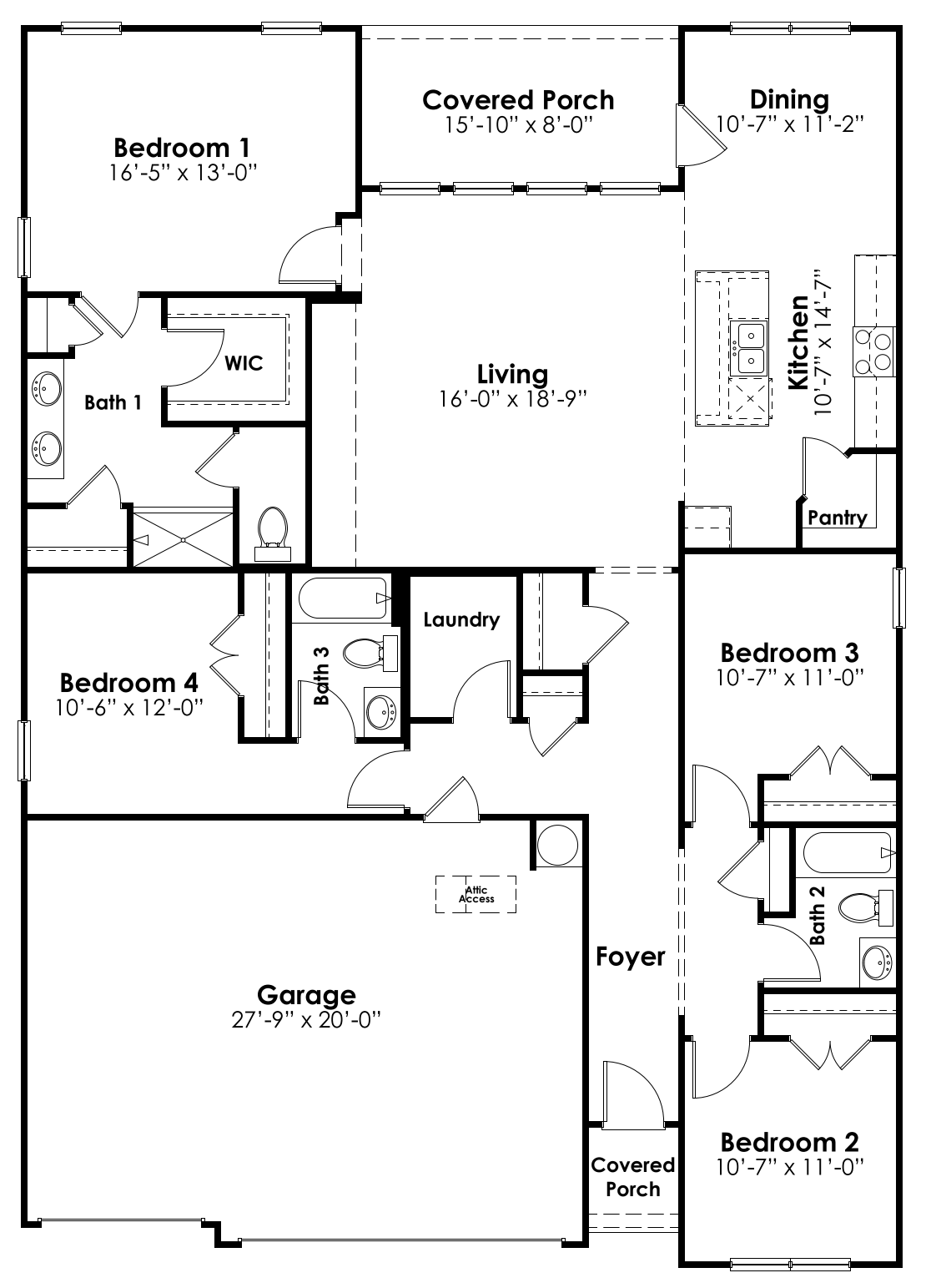 Madison floorplan image for single-story, 3-car home in Lake Tide Summit
