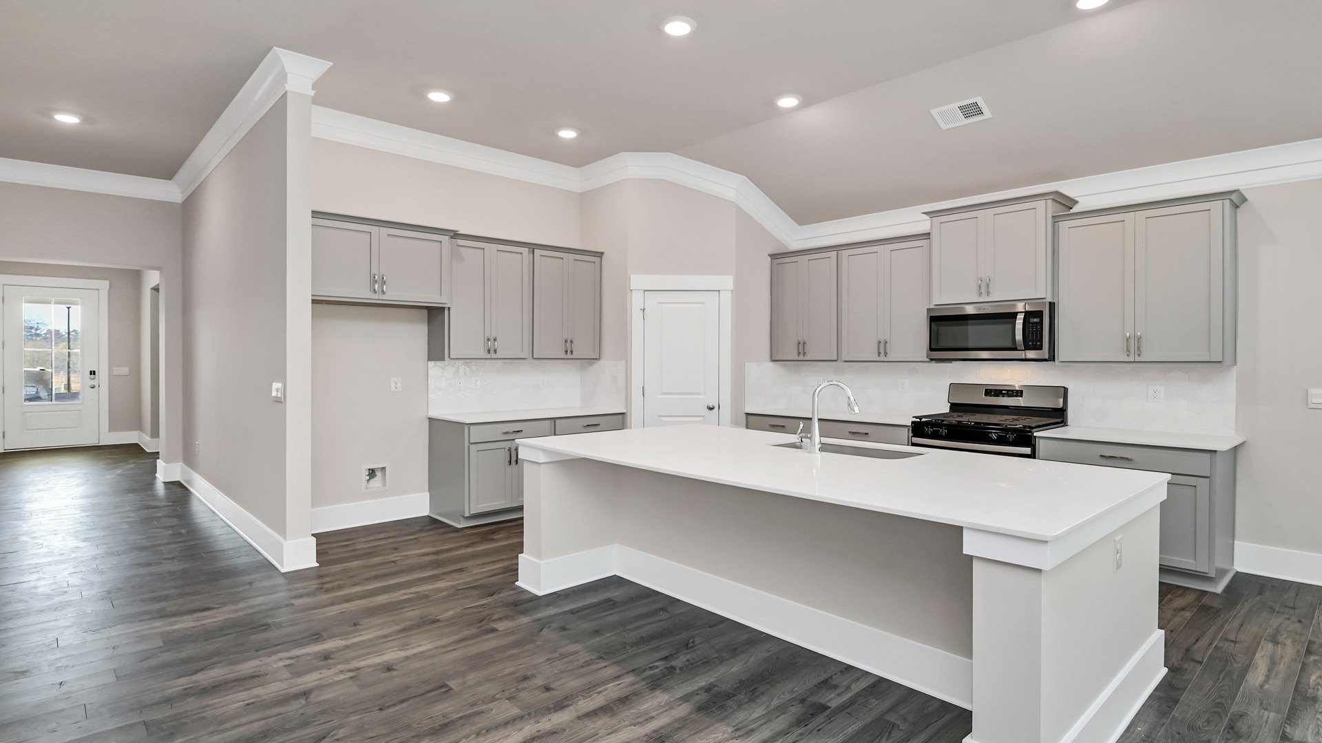 Litchfield kitchen area with a floating island