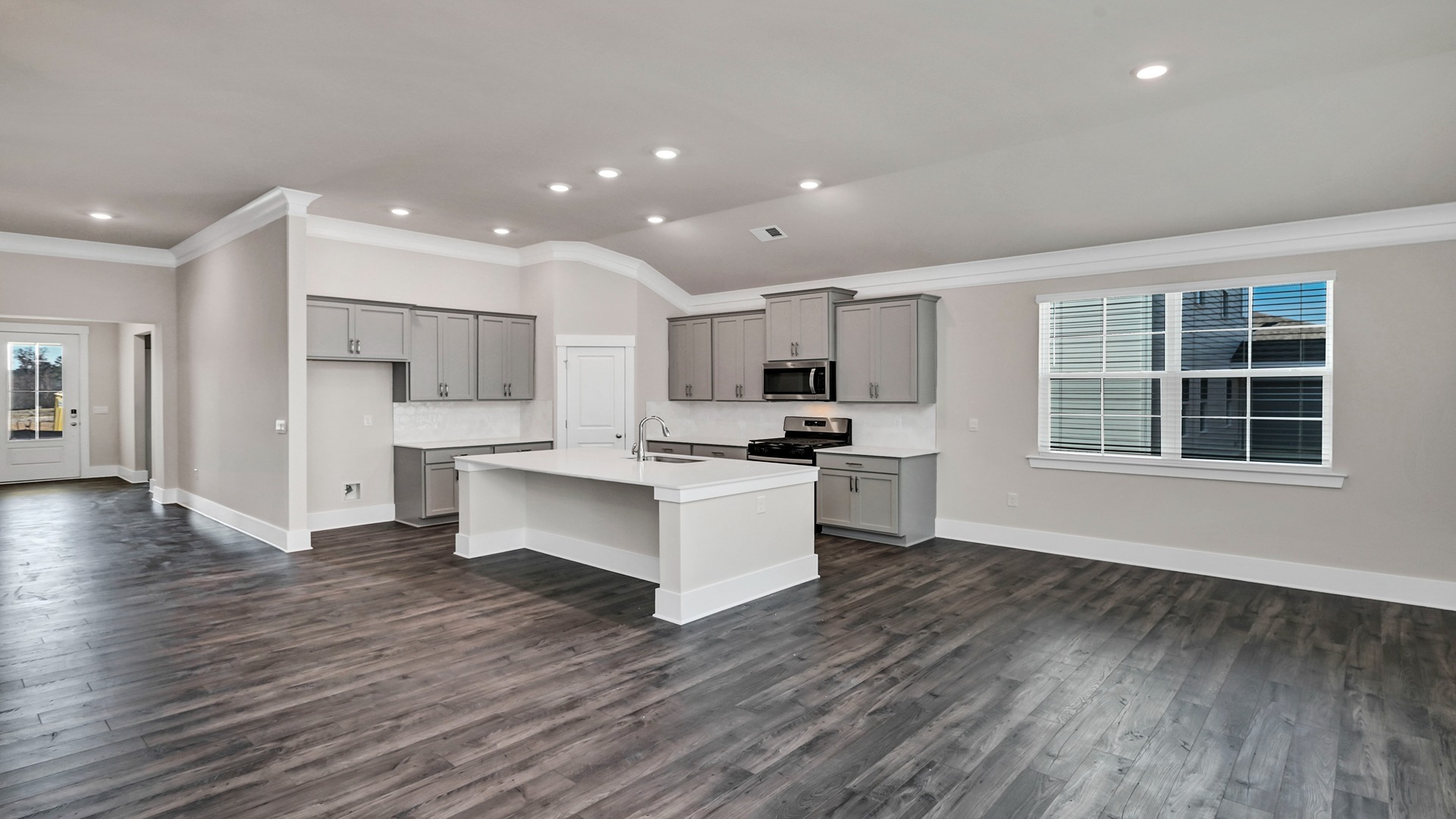 Durable RevWood flooring finishes the main living areas