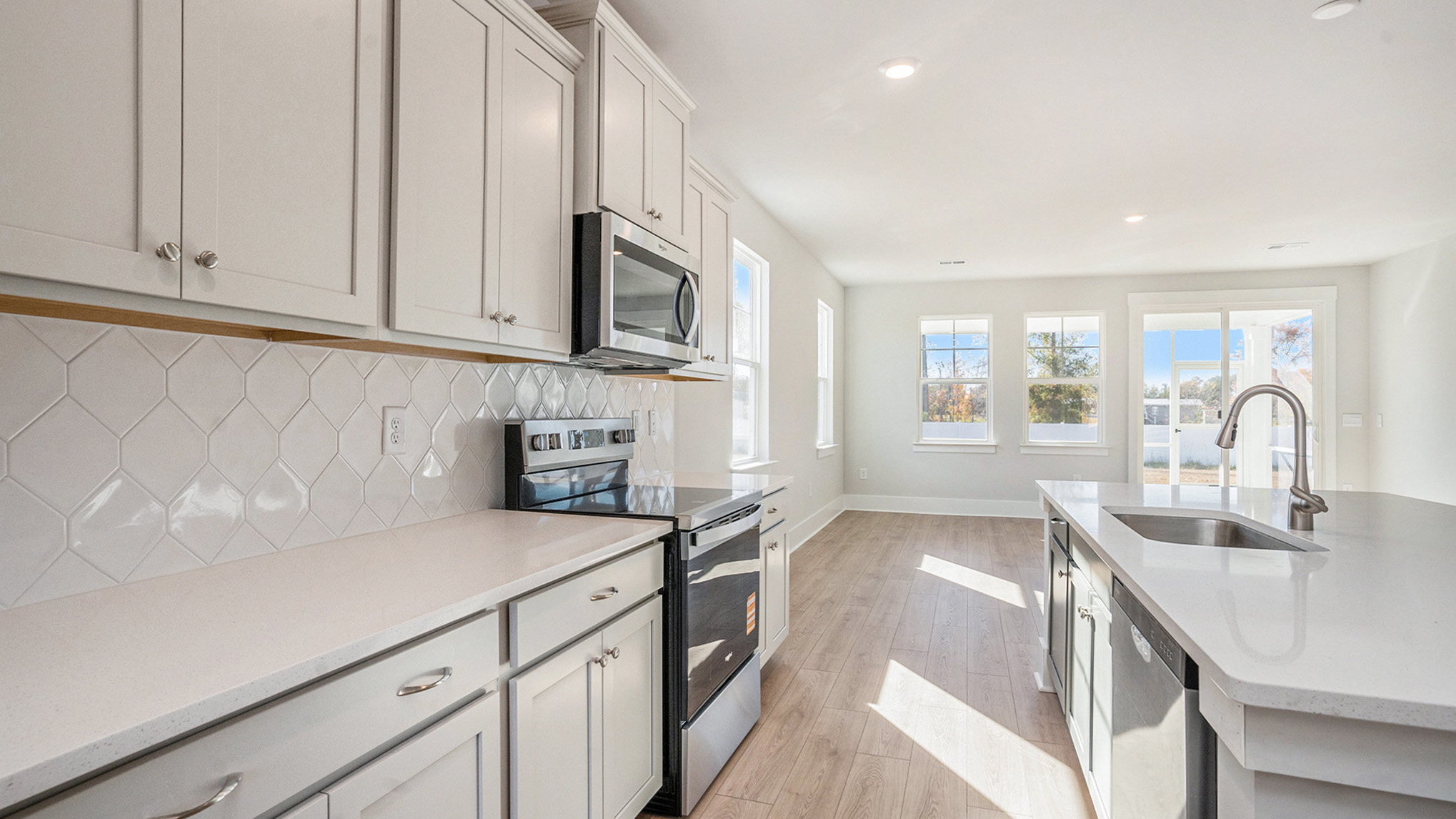 Tile backsplash finishes the kitchen area