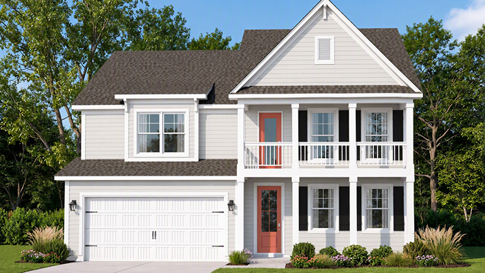 Two-story home with stacked front porches for sale in Lake Tide Summit in Chapin, SC