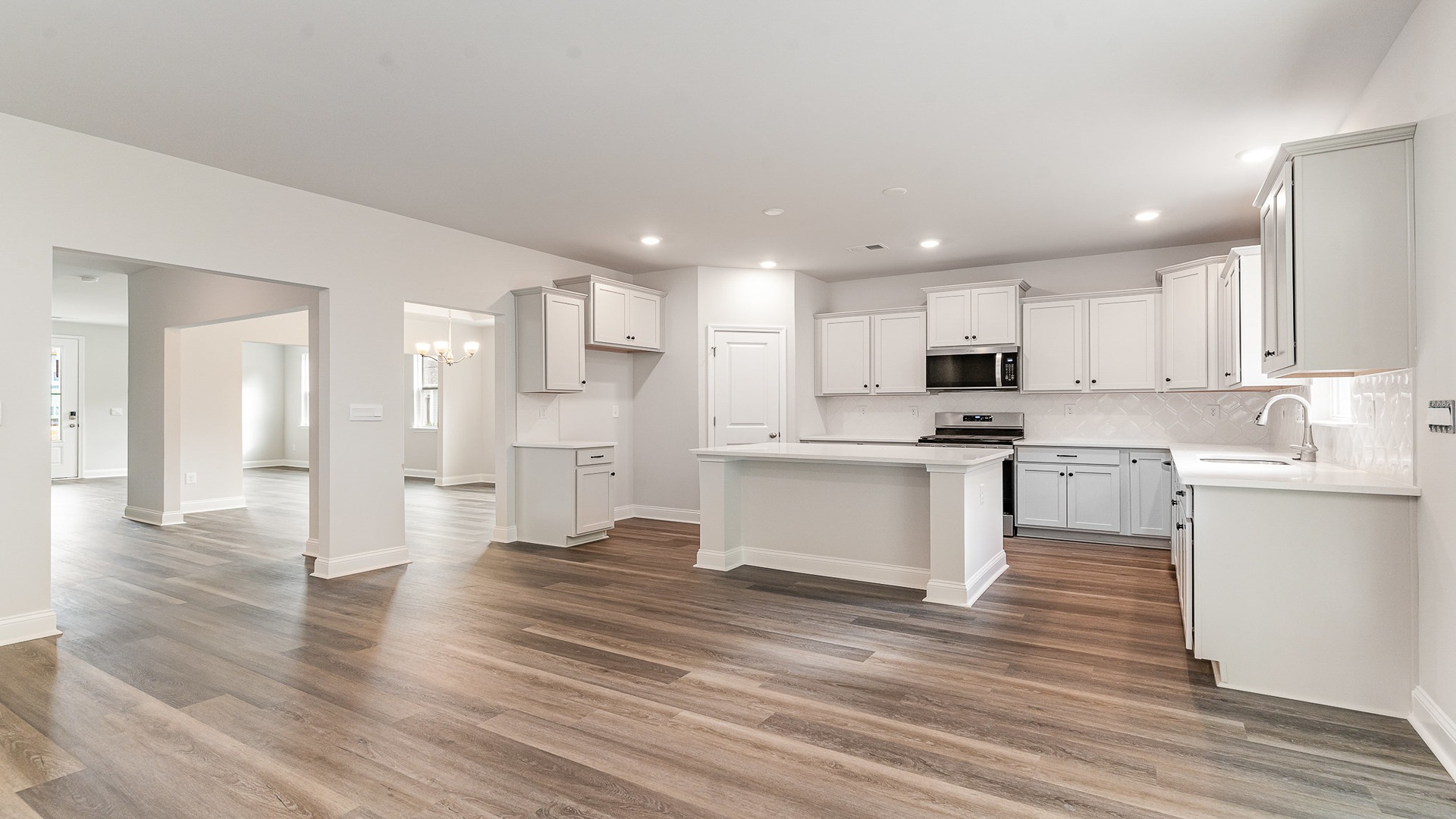 White quartz countertops in the kitchen