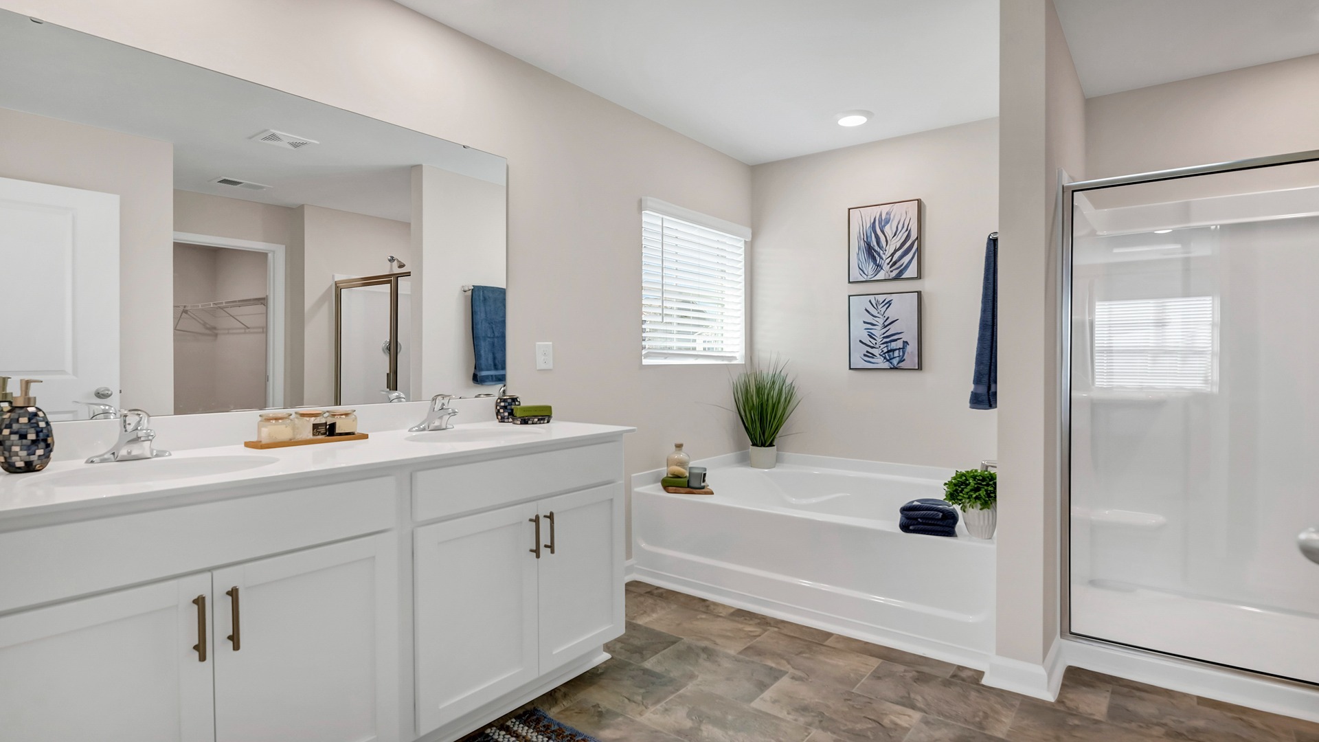 Double vanity that will feature gray cabinetry