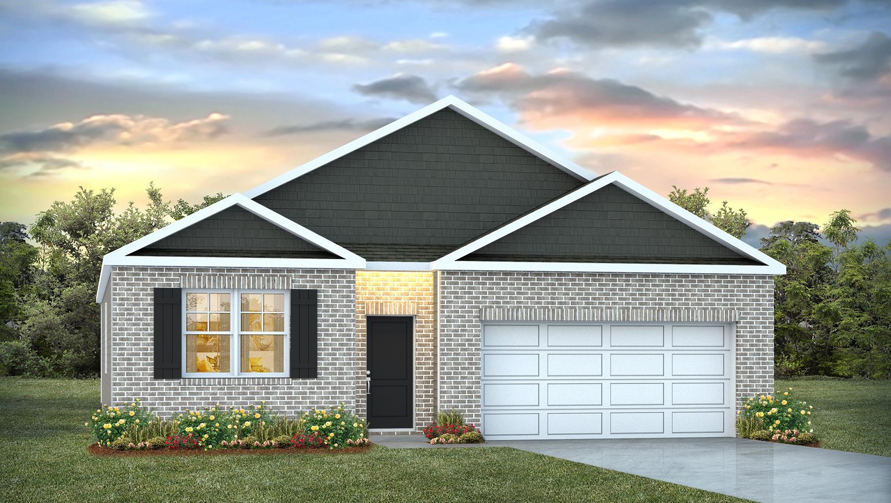 New construction single-story home for sale in Gates Village with 4 bedrooms and 2 bathrooms
