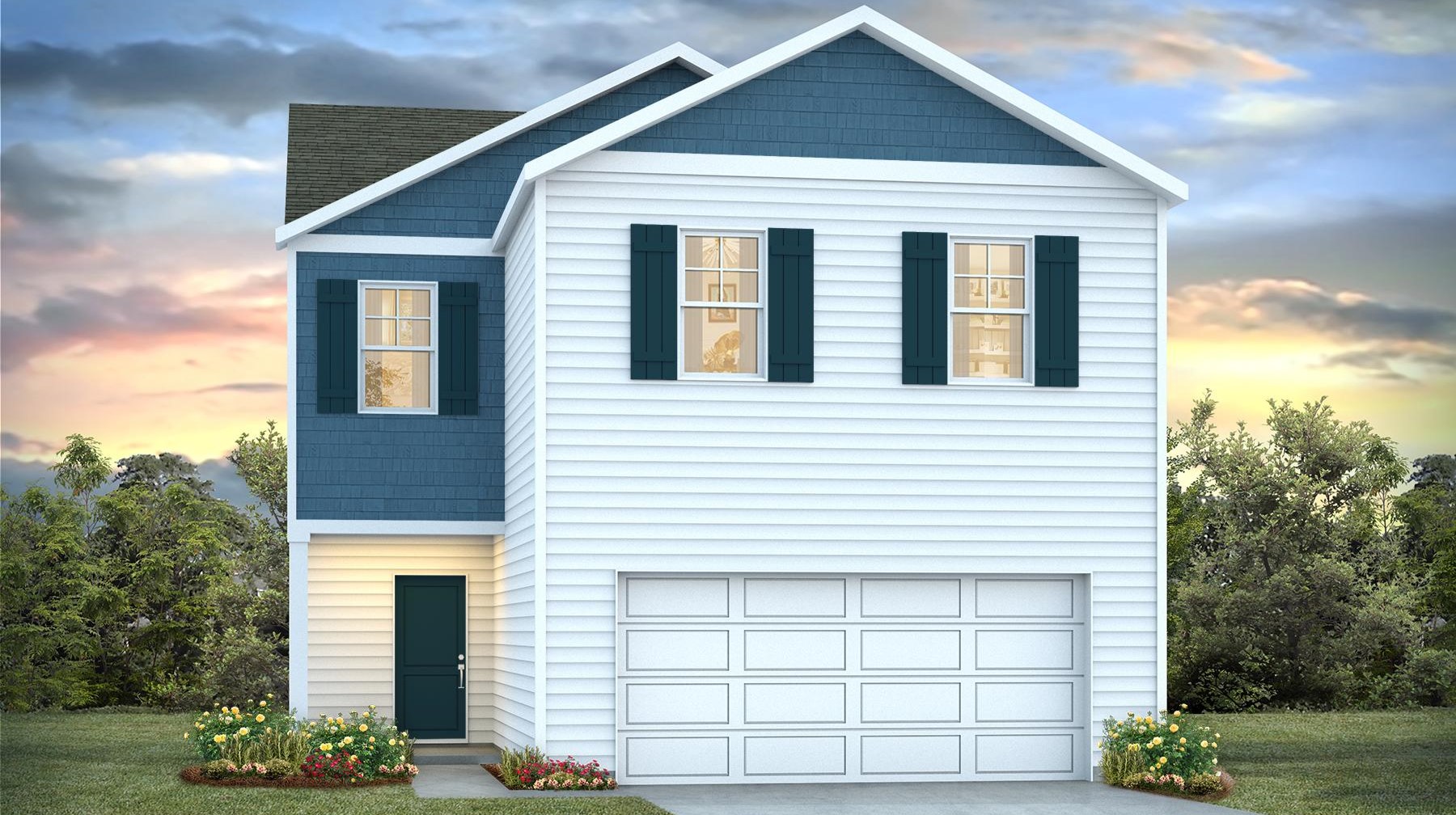 Aisle B elevation with vinyl siding