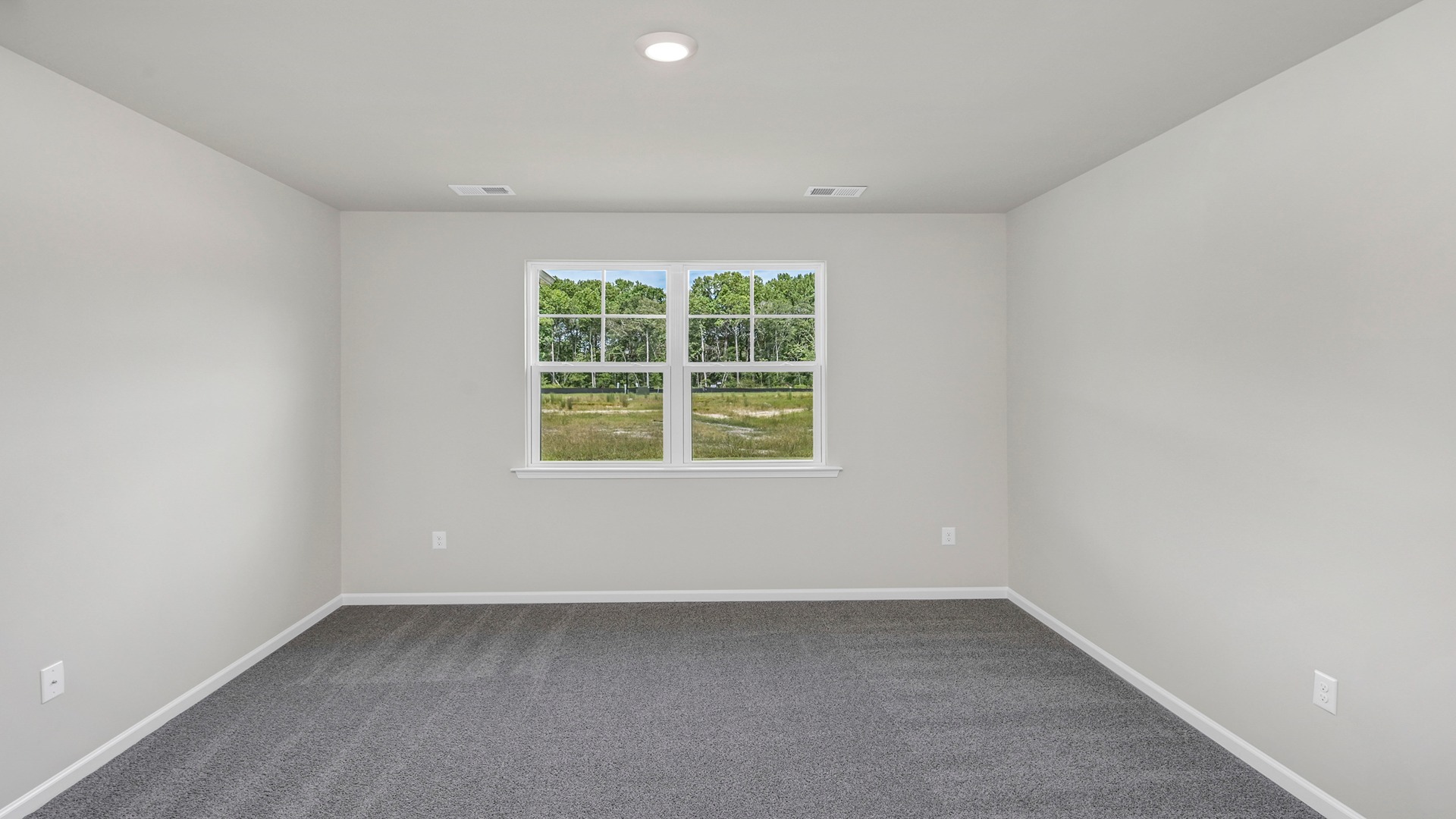 Primary bedroom with a window for natural light and carpet flooring