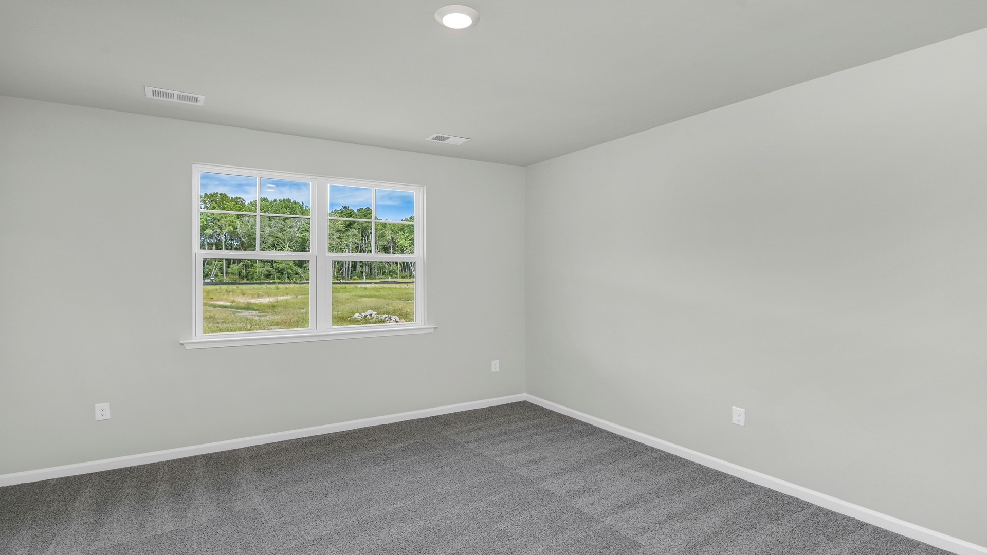 Primary bedroom with a window for natural light and carpet flooring