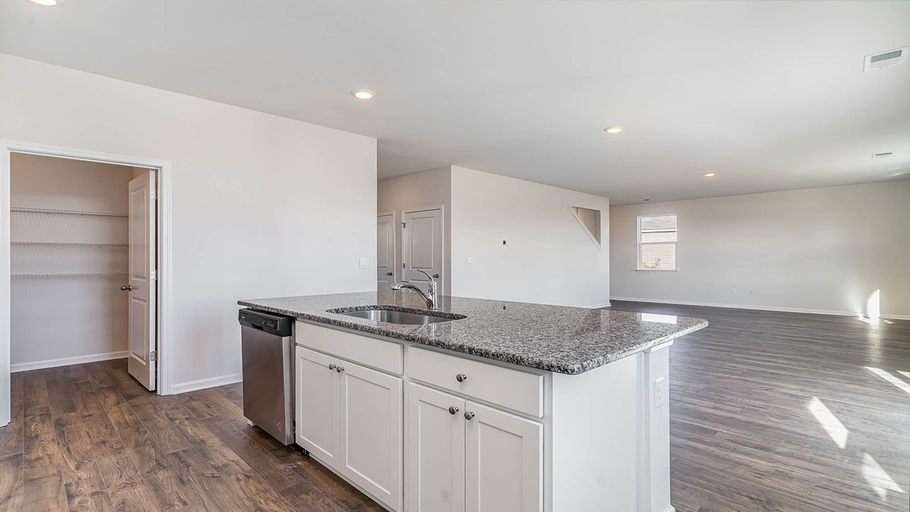 The island overlooks the great room.