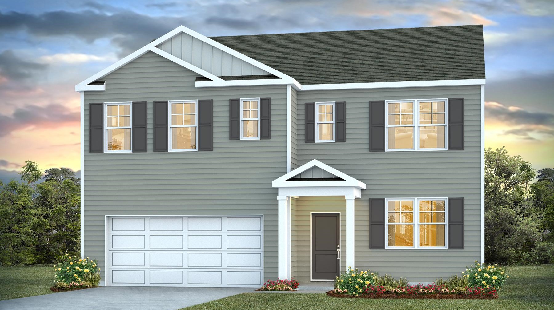 Hayden A elevation with a 2-car garage