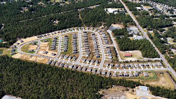 Drone Photo of new home community Gates Village in Lugoff, SC