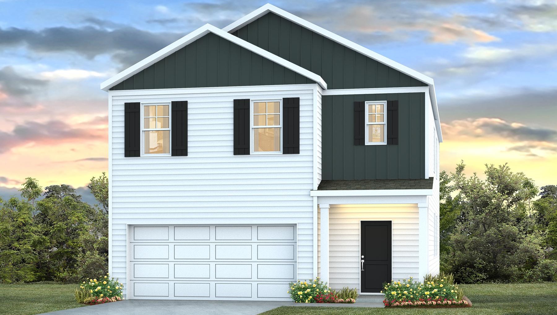 The Robie C is a two-story home with a 2-car garage for sale in Irmo, SC.