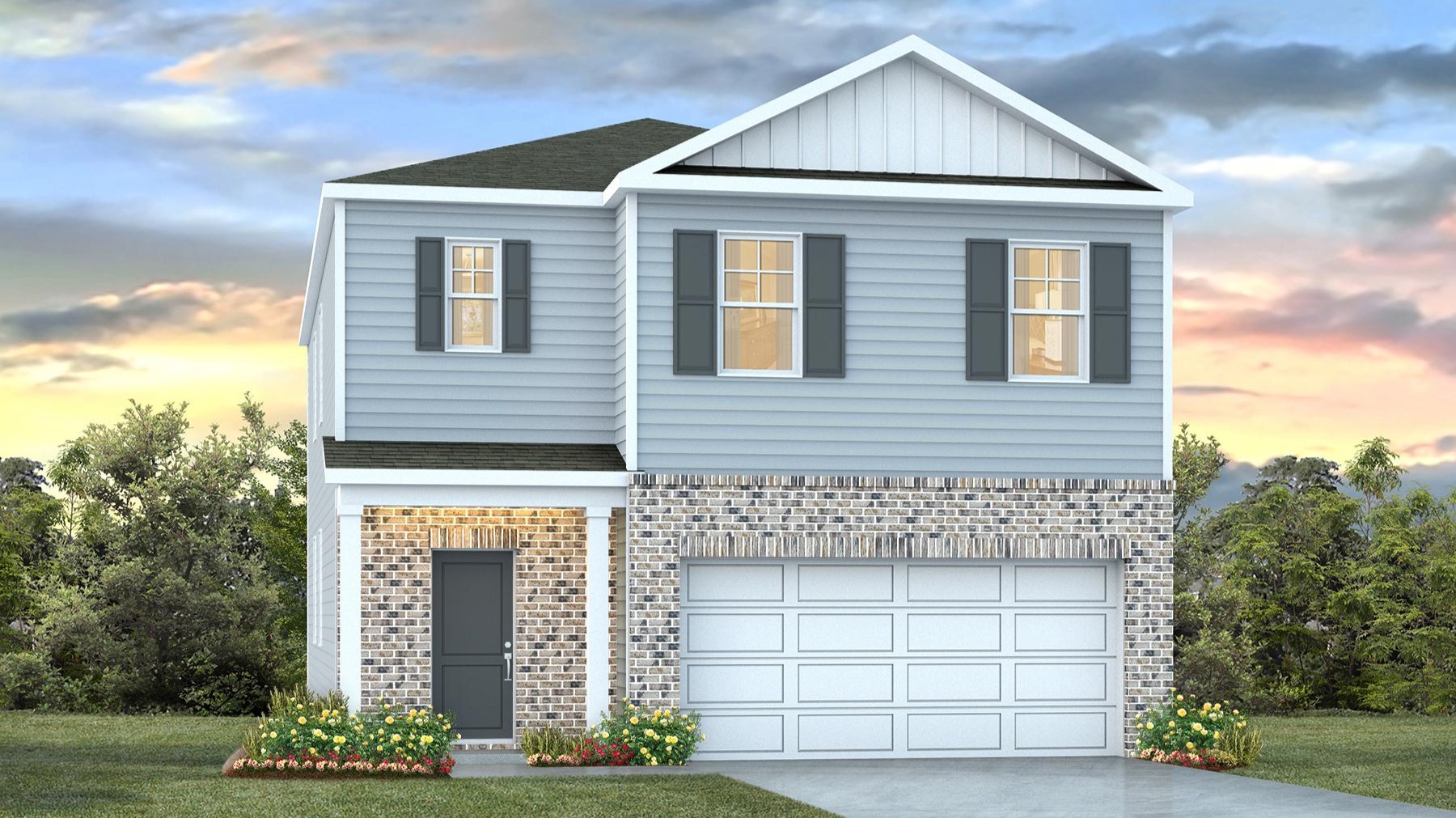 The Robie E is a two-story brick home for sale in Irmo, SC.