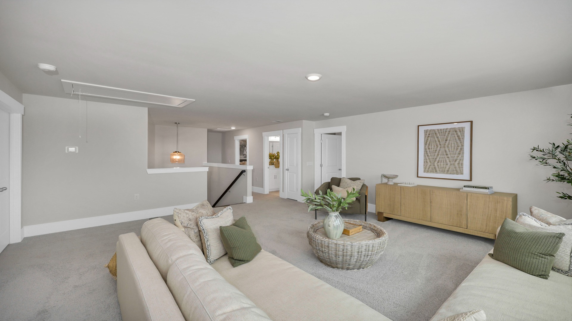 Functional loft space at the top of the stairs